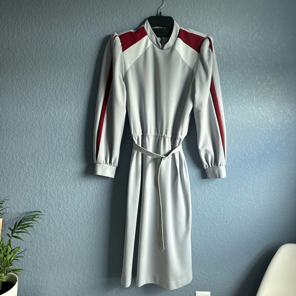 Vintage 1980s mod colorblock puff sleeve dress size m-l